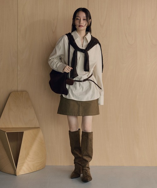 LAULEN（ローレン）の「back tuck stripe oversized shirt /バックタックストライプオーバーシャツ（シャツ/ブラウス・レディース・ベージュ/ホワイト・FREE）」の19枚目の写真