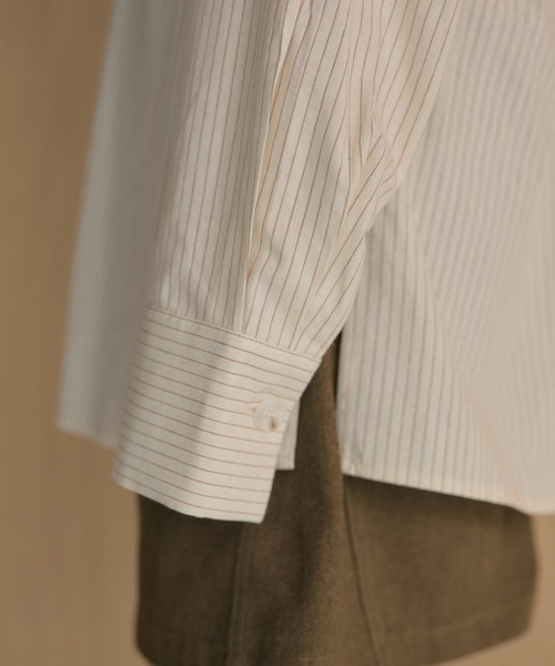LAULEN（ローレン）の「back tuck stripe oversized shirt /バックタックストライプオーバーシャツ（シャツ/ブラウス・レディース・ベージュ/ホワイト・FREE）」の15枚目の写真