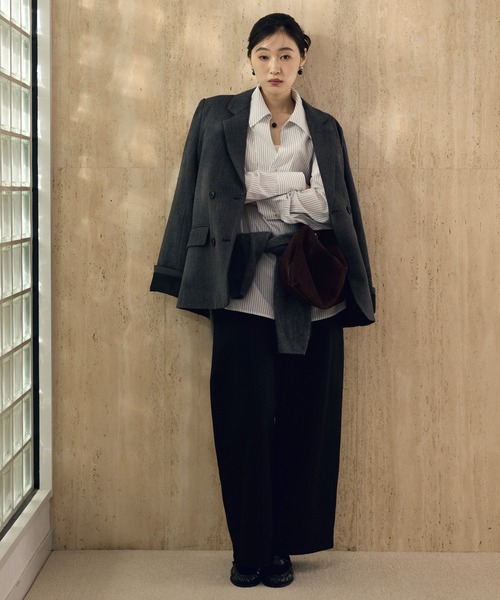 LAULEN（ローレン）の「back tuck stripe oversized shirt /バックタックストライプオーバーシャツ（シャツ/ブラウス・レディース・ベージュ/ホワイト・FREE）」の11枚目の写真