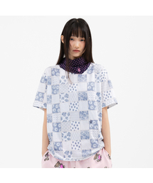 ツイスターパッチワークTシャツ - グレー