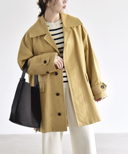quaranciel(カランシエル)の「ステンカラー コクーン ハーフ コート(ステンカラーコート・レディース・キャメル/ネイビー・ONE SIZE)」の5枚目の写真