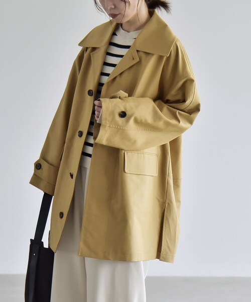 quaranciel(カランシエル)の「ステンカラー コクーン ハーフ コート(ステンカラーコート・レディース・キャメル/ネイビー・ONE SIZE)」の6枚目の写真