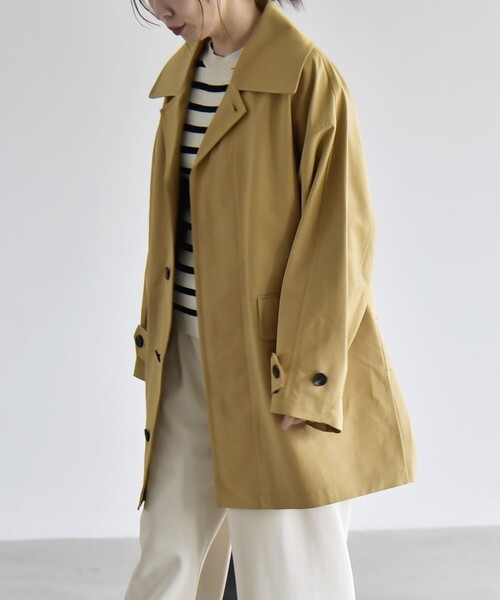 quaranciel(カランシエル)の「ステンカラー コクーン ハーフ コート(ステンカラーコート・レディース・キャメル/ネイビー・ONE SIZE)」の7枚目の写真