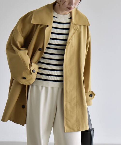 quaranciel(カランシエル)の「ステンカラー コクーン ハーフ コート(ステンカラーコート・レディース・キャメル/ネイビー・ONE SIZE)」の11枚目の写真