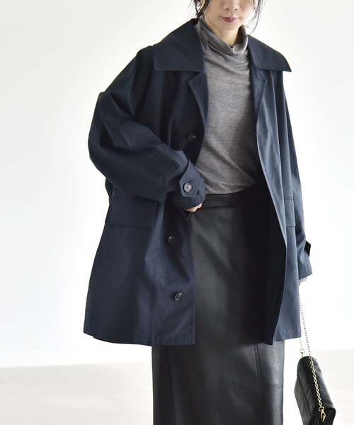 quaranciel(カランシエル)の「ステンカラー コクーン ハーフ コート(ステンカラーコート・レディース・キャメル/ネイビー・ONE SIZE)」の16枚目の写真