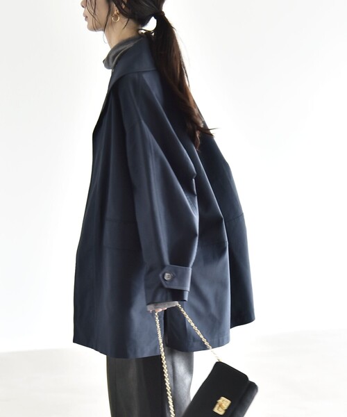 quaranciel(カランシエル)の「ステンカラー コクーン ハーフ コート(ステンカラーコート・レディース・キャメル/ネイビー・ONE SIZE)」の19枚目の写真