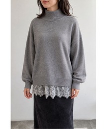 レースドッキングハイネックプルオーバー