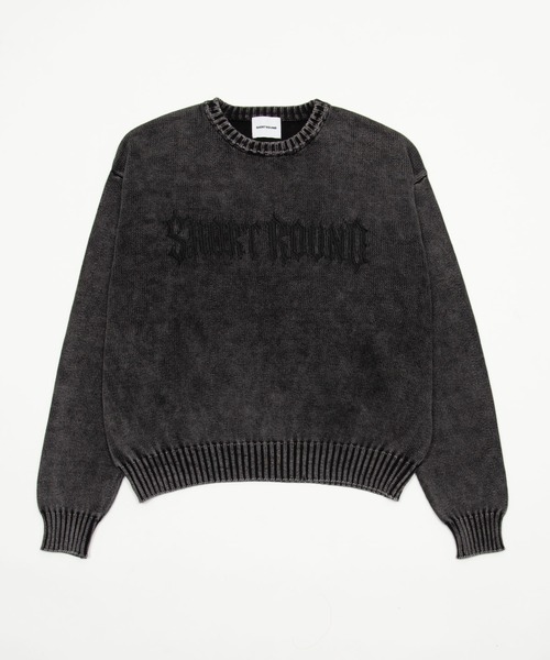 SHORT ROUND(ショートラウンド)の「SHORT ROUND/【26年秋冬新作】ピグメントロゴニットプルオーバー(ニット/セーター・メンズ・ブラック系その他・LARGE)」の1枚目の写真