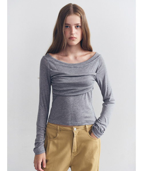 ROLAROLA(ロラロラ)の「DRAPING DETAIL T-SHIRTS GRAY(Tシャツ/カットソー・レディース・グレー・FREE)」の1枚目の写真