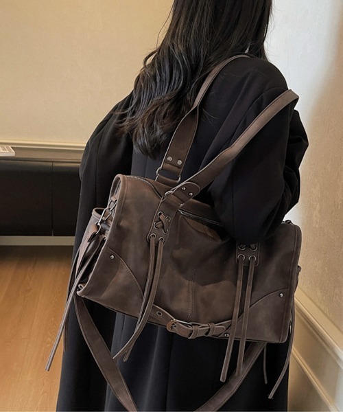 Miniministore（ミニミニストア）の「2wayトートバッグショルダー鞄斜めがけ（トートバッグ・レディース・ピンク/グレー/ブラウン/ブラック・FREE）」の4枚目の写真
