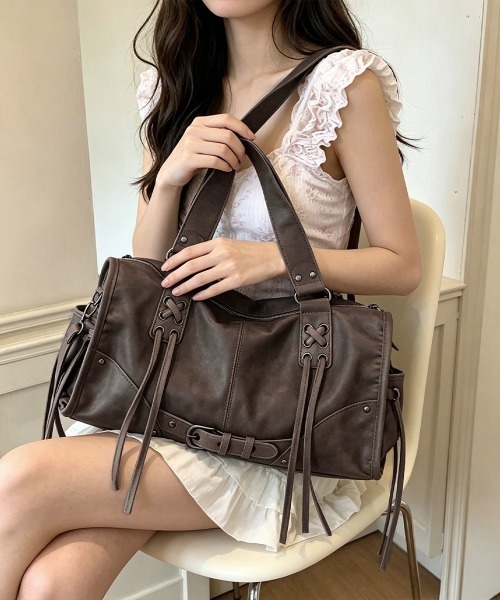 Miniministore（ミニミニストア）の「2wayトートバッグショルダー鞄斜めがけ（トートバッグ・レディース・ピンク/グレー/ブラウン/ブラック・FREE）」の14枚目の写真