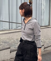 ヘンリーネックボーダーフーディ