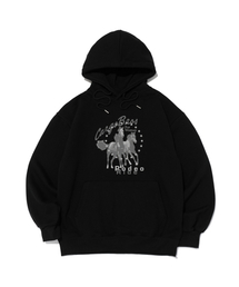 [起毛選択] ウェスタン ロデオ LITHE グラフィック フードTシャツ（ブラック）