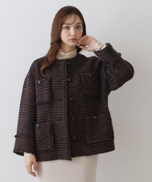 グレンチェックツイードショートコート