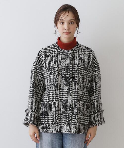 DRESSTERIOR(ドレステリア)の「グレンチェックツイードショートコート(ノーカラージャケット・レディース・ブラック系1/ブラウン系その他2・34/38/36)」の11枚目の写真