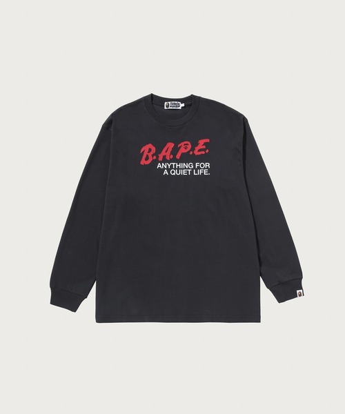 A BATHING APE 長袖カットソー ブラック Lサイズ BAPE LOGO RELAXED FIT LS TEE（Tシャツ/カットソー）｜A BATHING APE