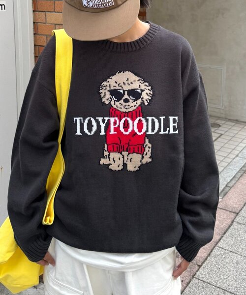 CIAOPANIC TYPY(チャオパニックティピー)の「犬 ニット アソートロゴジャガードニット(ニット/セーター・レディース・チャコールグレー/ネイビー/ブラウン/グレー/イエロー・MEDIUM/LARGE)」の2枚目の写真