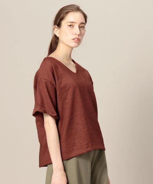 ユナイテッドアローズ　バックVネック ショートスリーブニット BEAUTY&YOUTH UNITED ARROWS（ビューティーアンドユース