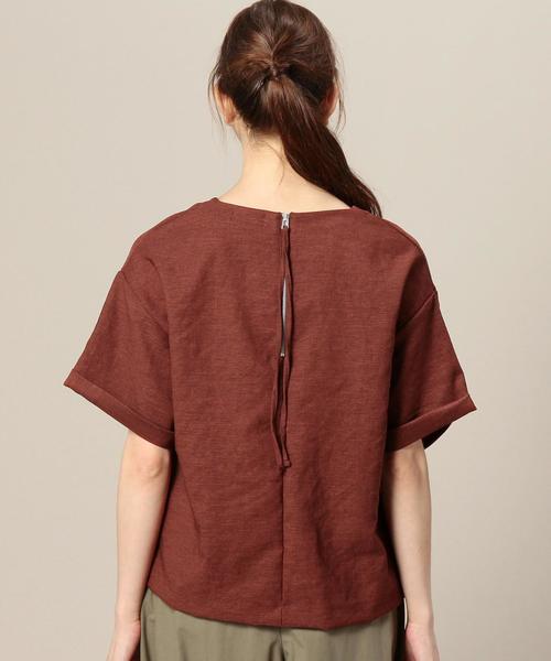 BEAUTY&YOUTH UNITED ARROWS（ビューティーアンドユースユナイテッドアローズ）の「BY リネンタッチバックジップ Vネックショートスリーブ◆（Tシャツ/カットソー・レディース・ライトグレー/ライトブルー/ネイビー/ダークブラウン/オリーブ・FREE）」の19枚目の写真
