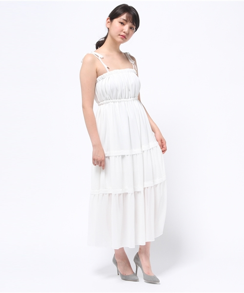LIMITLESS LUXURY（リミットレスラグジュアリー）の「ティアードロングワンピース◆（ワンピース・レディース・ホワイト/ブラック・FREE）」の10枚目の写真
