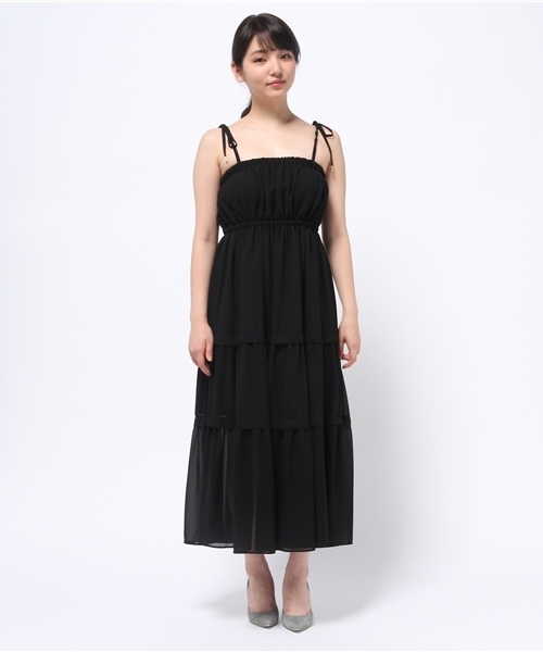 LIMITLESS LUXURY（リミットレスラグジュアリー）の「ティアードロングワンピース◆（ワンピース・レディース・ホワイト/ブラック・FREE）」の2枚目の写真