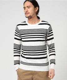 VENCEEXCHANGE | ボーダーリンクス編みニット                 (ニット/セーター)