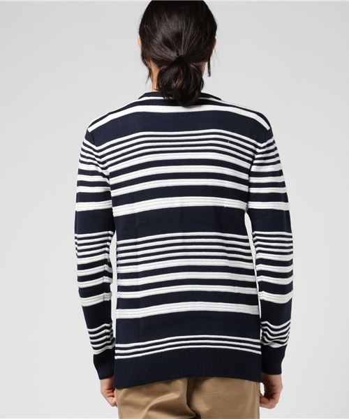 VENCEEXCHANGE（ヴァンスエクスチェンジ）の「ボーダーリンクス編みニット                 （ニット/セーター・メンズ・ネイビー/オフホワイト・LARGE/MEDIUM）」の4枚目の写真