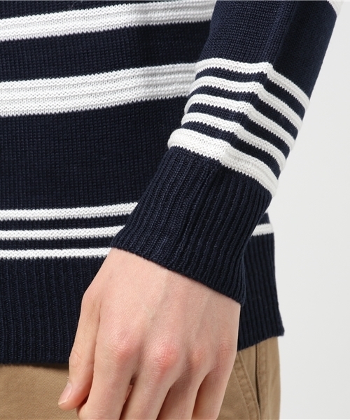 VENCEEXCHANGE（ヴァンスエクスチェンジ）の「ボーダーリンクス編みニット                 （ニット/セーター・メンズ・ネイビー/オフホワイト・LARGE/MEDIUM）」の6枚目の写真