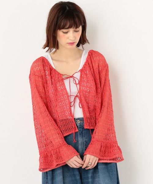 Another Edition(アナザーエディション)の「レースVネックHAORI ◆(カーディガン/ボレロ・レディース・レッド/イエロー・FREE)」の12枚目の写真
