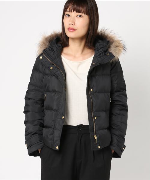 INTERPLANET（インタープラネット）の「ラクーンファー高密度タフタショートダウン（ダウンジャケット/コート・レディース・ブラック/ベージュ/モカ・FREE）」の7枚目の写真