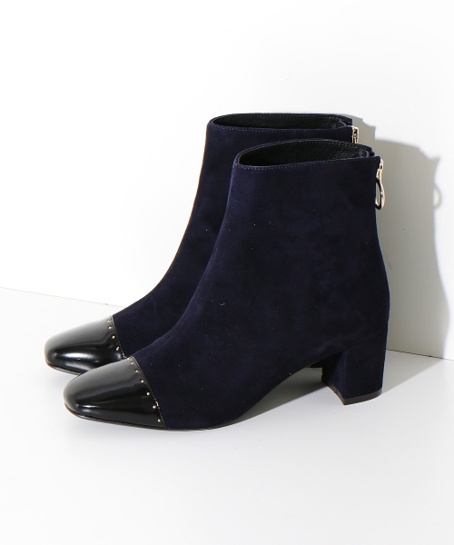 PICHE ABAHOUSE（ピシェ アバハウス）の「スクエアバックジップショートブーツ（ブーツ・レディース・ネイビー/ダークブラウン/ブラック・37/39/38/35/36/40/34）」の3枚目の写真