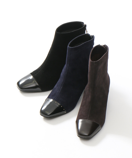 PICHE ABAHOUSE（ピシェ アバハウス）の「スクエアバックジップショートブーツ（ブーツ・レディース・ネイビー/ダークブラウン/ブラック・37/39/38/35/36/40/34）」の14枚目の写真