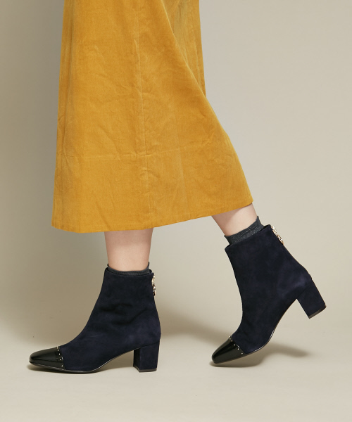 PICHE ABAHOUSE（ピシェ アバハウス）の「スクエアバックジップショートブーツ（ブーツ・レディース・ネイビー/ダークブラウン/ブラック・37/39/38/35/36/40/34）」の15枚目の写真