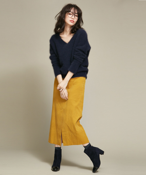 PICHE ABAHOUSE（ピシェ アバハウス）の「スクエアバックジップショートブーツ（ブーツ・レディース・ネイビー/ダークブラウン/ブラック・37/39/38/35/36/40/34）」の16枚目の写真