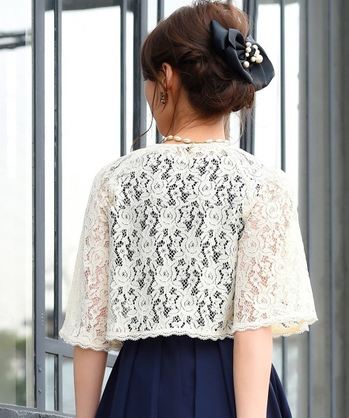 美品⭐️マリココウガ⭐️東京ソワール⭐️花柄レースドレス、ボレロ2点セット フラワーレースケープボレロ（カーディガン/ボレロ）｜RUIRUE BOUTIQUE