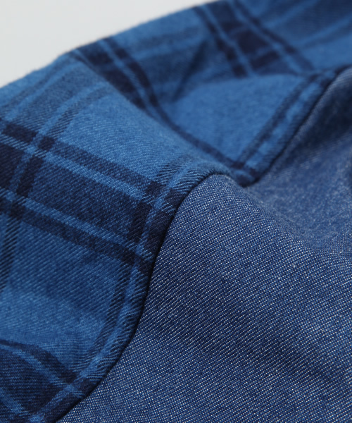 MONKEY TIME（モンキータイム）の「MT∴パネル インディゴチェック レギュラー シャツ（シャツ/ブラウス・メンズ・コバルトブルー/レッド・SMALL/MEDIUM/LARGE）」の8枚目の写真