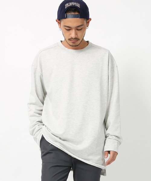 Rocky Monroe(ロッキーモンロー)の「ドロップショルダーミニ裏毛クルーネックスウェット(スウェット・メンズ・ブラック/ベージュ/ネイビー/ブルー/オートミール/杢グレー/ワイン/チャコール/ピンク/ホワイト・FREE)」の7枚目の写真