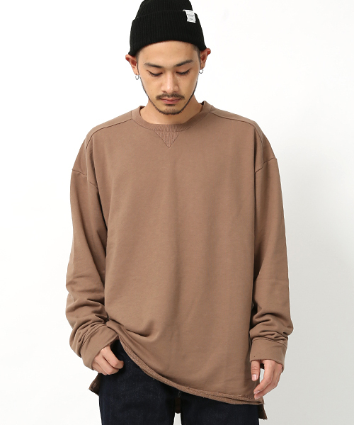 Rocky Monroe(ロッキーモンロー)の「ドロップショルダーミニ裏毛クルーネックスウェット(スウェット・メンズ・ブラック/ベージュ/ネイビー/ブルー/オートミール/杢グレー/ワイン/チャコール/ピンク/ホワイト・FREE)」の6枚目の写真
