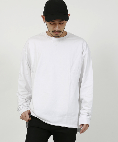Rocky Monroe(ロッキーモンロー)の「ドロップショルダーミニ裏毛クルーネックスウェット(スウェット・メンズ・ブラック/ベージュ/ネイビー/ブルー/オートミール/杢グレー/ワイン/チャコール/ピンク/ホワイト・FREE)」の3枚目の写真