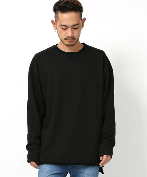 Rocky Monroe(ロッキーモンロー)の「ドロップショルダーミニ裏毛クルーネックスウェット(スウェット・メンズ・ブラック/ベージュ/ネイビー/ブルー/オートミール/杢グレー/ワイン/チャコール/ピンク/ホワイト・FREE)」の4枚目の写真