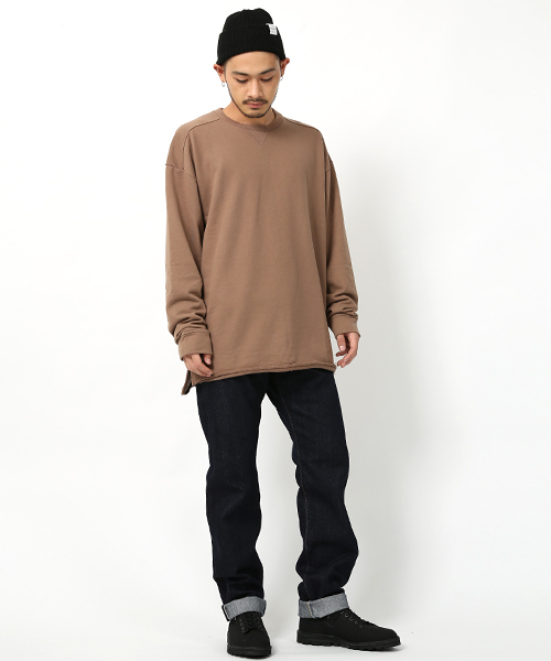 Rocky Monroe(ロッキーモンロー)の「ドロップショルダーミニ裏毛クルーネックスウェット(スウェット・メンズ・ブラック/ベージュ/ネイビー/ブルー/オートミール/杢グレー/ワイン/チャコール/ピンク/ホワイト・FREE)」の21枚目の写真