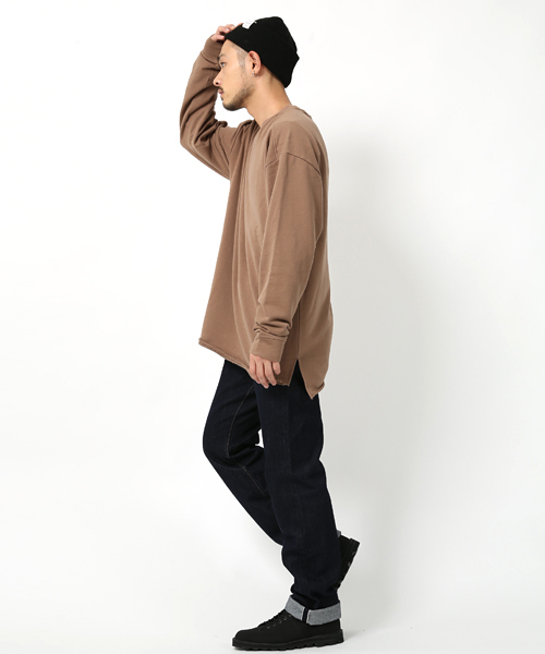 Rocky Monroe(ロッキーモンロー)の「ドロップショルダーミニ裏毛クルーネックスウェット(スウェット・メンズ・ブラック/ベージュ/ネイビー/ブルー/オートミール/杢グレー/ワイン/チャコール/ピンク/ホワイト・FREE)」の16枚目の写真