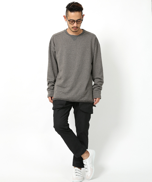 Rocky Monroe(ロッキーモンロー)の「ドロップショルダーミニ裏毛クルーネックスウェット(スウェット・メンズ・ブラック/ベージュ/ネイビー/ブルー/オートミール/杢グレー/ワイン/チャコール/ピンク/ホワイト・FREE)」の17枚目の写真