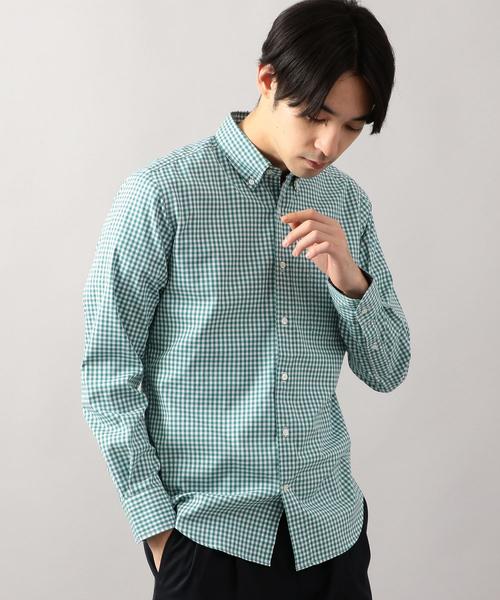green label relaxing（グリーンレーベルリラクシング）の「NM C/C ストレッチ ギンガム ボタンダウン シャツ ◆（シャツ/ブラウス・メンズ・ライトブルー/ネイビー/ケリー・SMALL/MEDIUM/LARGE/X-LARGE/XX-LARGE/X-SMALL）」の2枚目の写真
