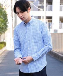 green label relaxing | NM C/C ストレッチ ギンガム ボタンダウン シャツ(シャツ/ブラウス)