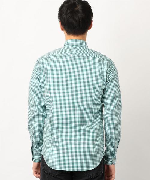 green label relaxing（グリーンレーベルリラクシング）の「NM C/C ストレッチ ギンガム ボタンダウン シャツ ◆（シャツ/ブラウス・メンズ・ライトブルー/ネイビー/ケリー・SMALL/MEDIUM/LARGE/X-LARGE/XX-LARGE/X-SMALL）」の5枚目の写真