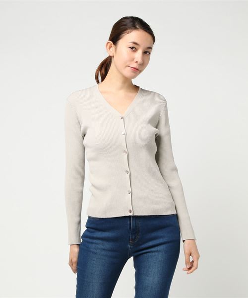 22 OCTOBRE(ヴァンドゥ-オクトーブル)の「リブカーディガンニット(カーディガン/ボレロ・レディース・グレー/ネイビー/ピンク・2/4)」の8枚目の写真