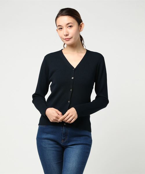 22 OCTOBRE(ヴァンドゥ-オクトーブル)の「リブカーディガンニット(カーディガン/ボレロ・レディース・グレー/ネイビー/ピンク・2/4)」の10枚目の写真