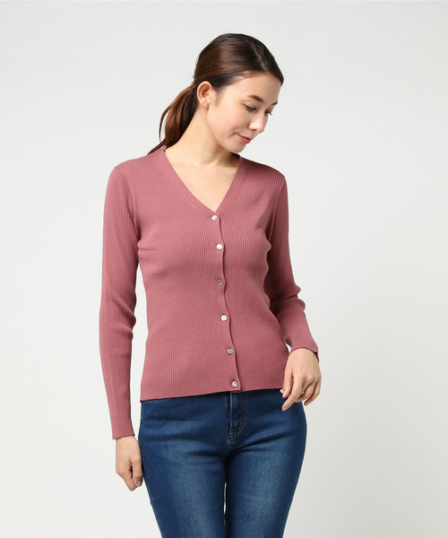 22 OCTOBRE(ヴァンドゥ-オクトーブル)の「リブカーディガンニット(カーディガン/ボレロ・レディース・グレー/ネイビー/ピンク・2/4)」の6枚目の写真