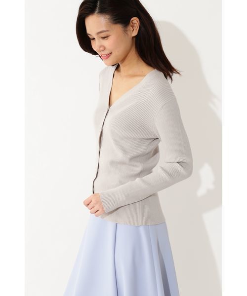 22 OCTOBRE(ヴァンドゥ-オクトーブル)の「リブカーディガンニット(カーディガン/ボレロ・レディース・グレー/ネイビー/ピンク・2/4)」の11枚目の写真